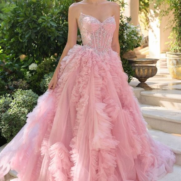 New strapless formal dress.Strapless ball gown pageant quinceanera wedding gown - Picture 1 of 3